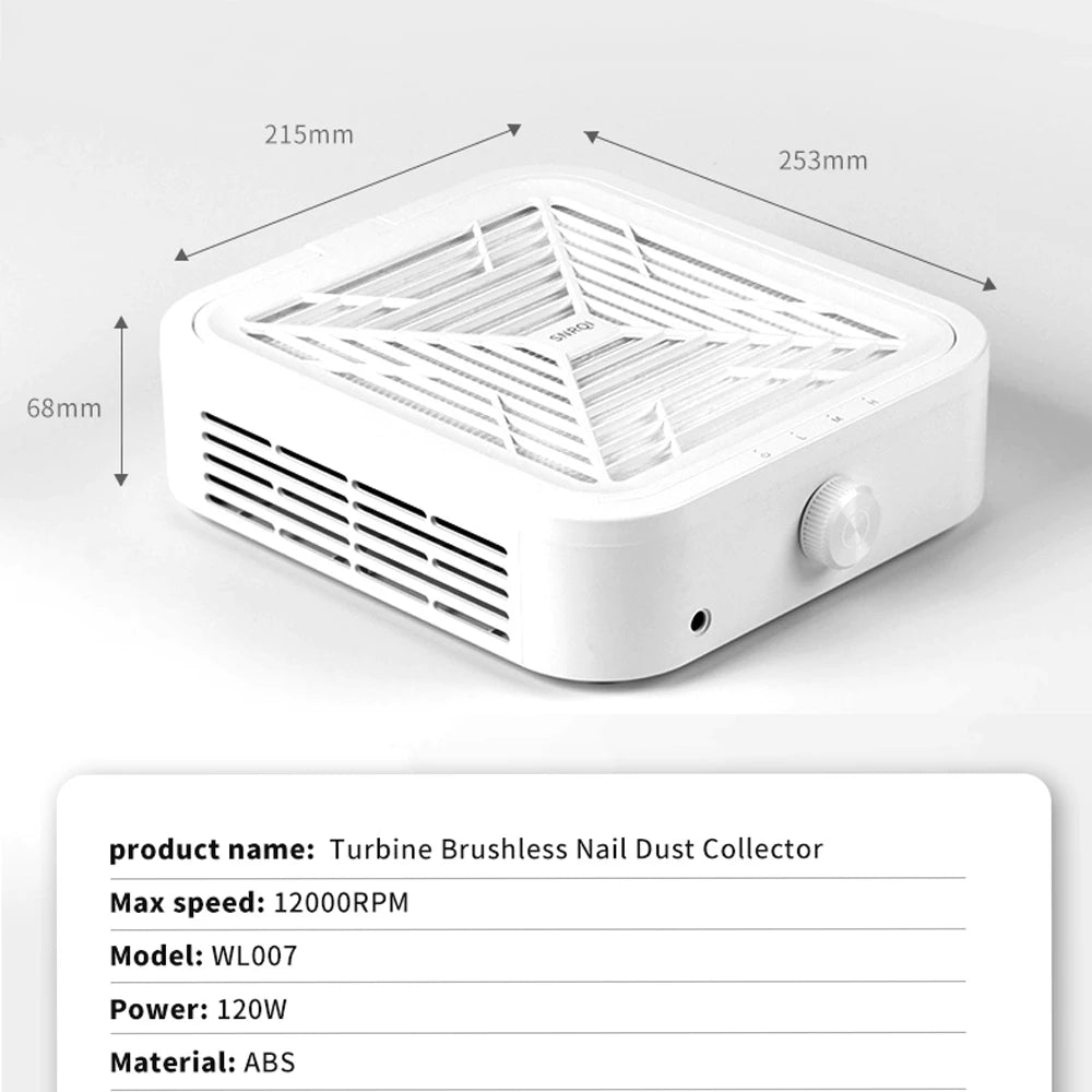 120W Strong Suction Turbine Brushless Nail Dust Remover